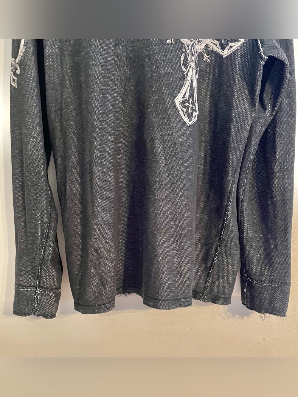 Vtg Y2K Affliction Angel Wings Cross Men’s Long Sleeve Dbl Side Thermal Shirt XL - Picture 4 of 13